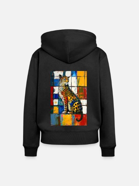 Leopard - Frauen Premium Bio Zip Hoodie - Schwarz