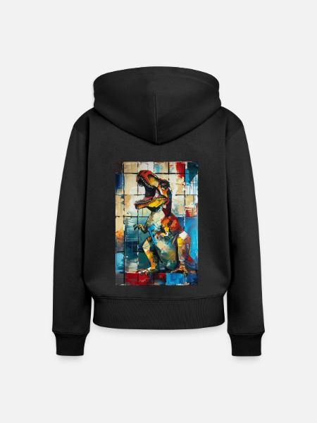 T-Rex - Frauen Premium Bio Zip Hoodie - Schwarz