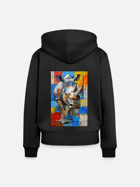 Nashorn - Frauen Premium Bio Zip Hoodie - Schwarz