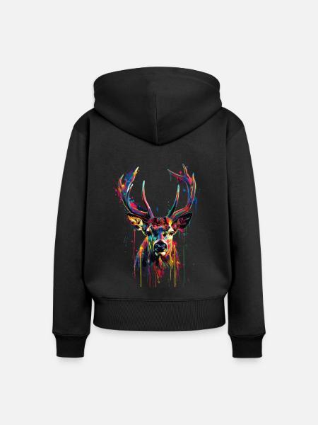 Reh - Frauen Premium Bio Zip Hoodie - Schwarz