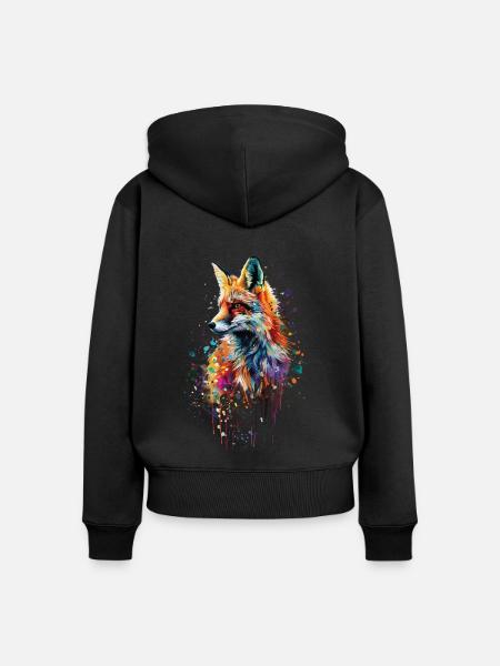Fuchs - Frauen Premium Bio Zip Hoodie - Schwarz