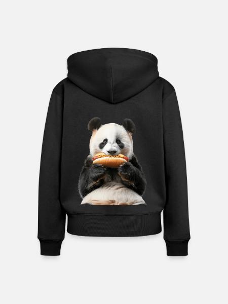 Panda - Frauen Premium Bio Zip Hoodie - Schwarz