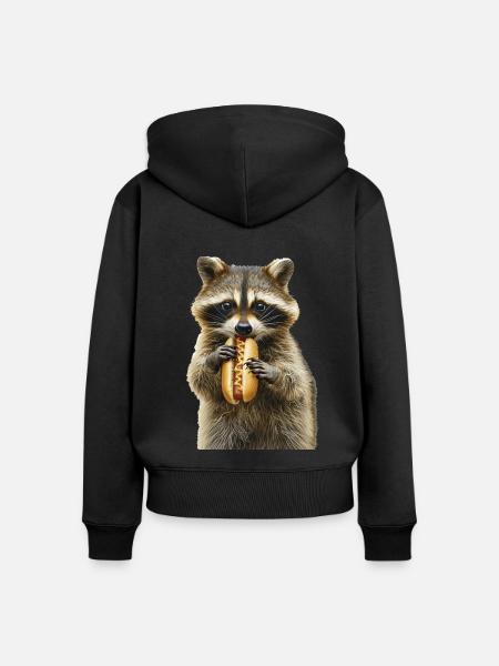 Waschbär - Frauen Premium Bio Zip Hoodie - Schwarz