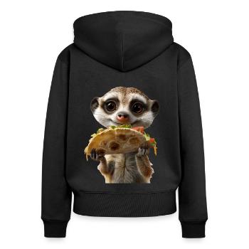 Erdmännchen - Frauen Premium Bio Zip Hoodie - Schwarz - Hinten - Julia (174cm)