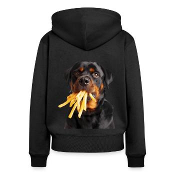 Rottweiler - Frauen Premium Bio Zip Hoodie - Schwarz - Hinten - Julia (174cm)