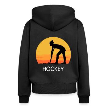 Hockey Hockey-girl Feldhockey Hockeysport - Frauen Premium Bio Zip Hoodie - Schwarz - Hinten - Julia (174cm)