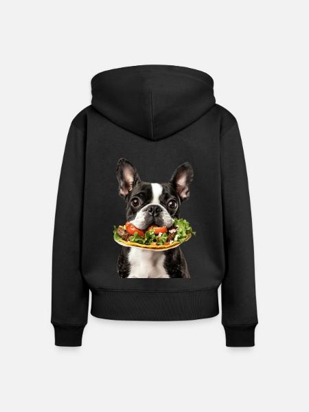 Boston Terrier - Frauen Premium Bio Zip Hoodie - Schwarz