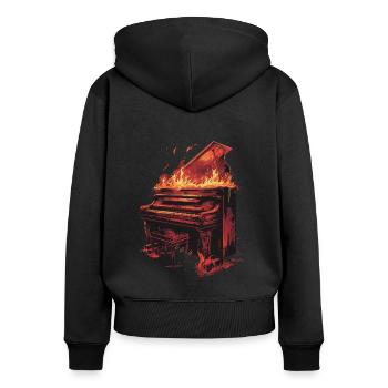 Piano - Sweat à capuche zippé Premium bio Femme - noir - Dos - Julia (174cm)