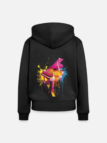 Klavier - Frauen Premium Bio Zip Hoodie - Schwarz