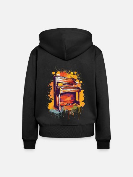 Klavier - Frauen Premium Bio Zip Hoodie - Schwarz
