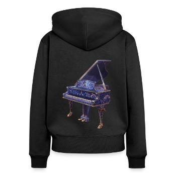 Piano - Sweat à capuche zippé Premium bio Femme - noir - Dos - Julia (174cm)