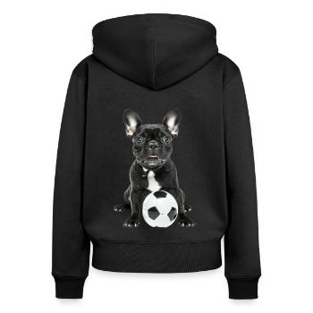 Französische Bulldogge - Frauen Premium Bio Zip Hoodie - Schwarz - Hinten - Julia (174cm)