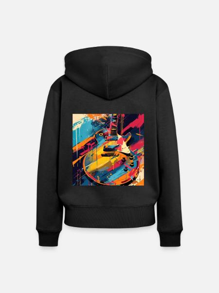Gitarre - Frauen Premium Bio Zip Hoodie - Schwarz