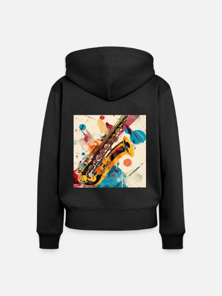 Saxophon - Frauen Premium Bio Zip Hoodie - Schwarz