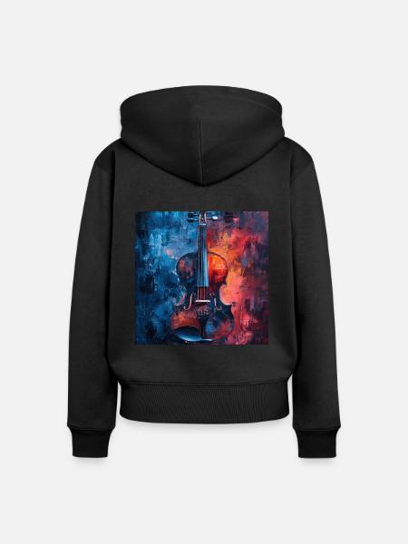 Violine - Frauen Premium Bio Zip Hoodie - Schwarz