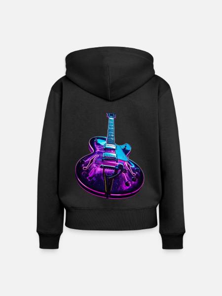 Gitarre - Frauen Premium Bio Zip Hoodie - Schwarz