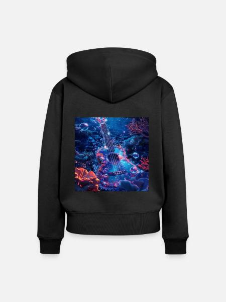 Ukulele - Frauen Premium Bio Zip Hoodie - Schwarz