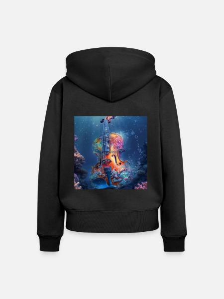Violine - Frauen Premium Bio Zip Hoodie - Schwarz