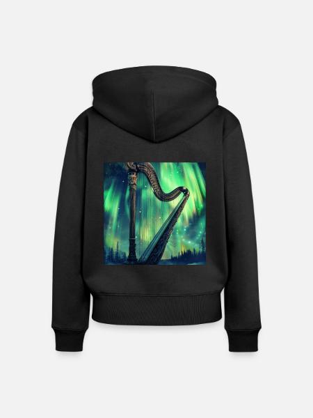 Harfe - Frauen Premium Bio Zip Hoodie - Schwarz
