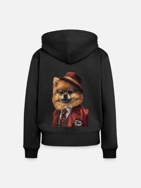 Zwergspitz - Frauen Premium Bio Zip Hoodie - Schwarz