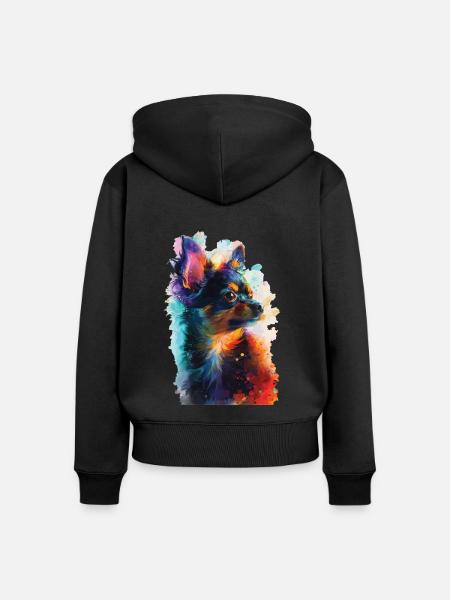 Chihuahua - Frauen Premium Bio Zip Hoodie - Schwarz