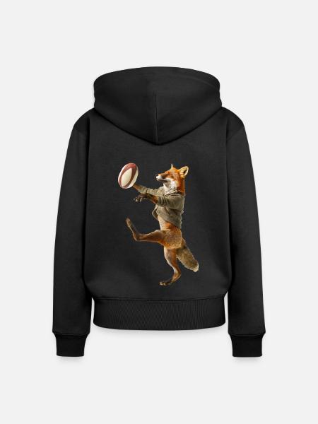 Fuchs - Frauen Premium Bio Zip Hoodie - Schwarz