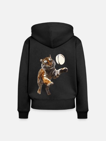 Tiger - Frauen Premium Bio Zip Hoodie - Schwarz