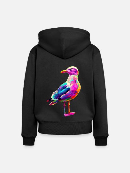 Möwe - Frauen Premium Bio Zip Hoodie - Schwarz