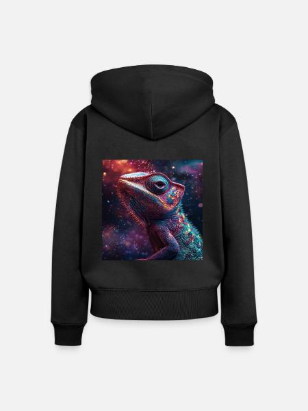 Chamäleon - Frauen Premium Bio Zip Hoodie - Schwarz