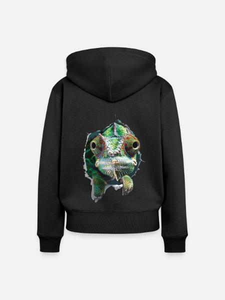 Chamäleon - Frauen Premium Bio Zip Hoodie - Schwarz
