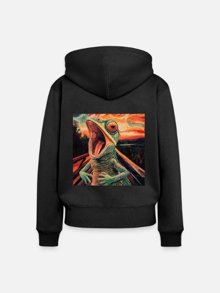 Chamäleon - Frauen Premium Bio Zip Hoodie - Schwarz