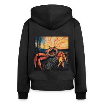 Krabbe - Frauen Premium Bio Zip Hoodie - Schwarz - Hinten - Julia (174cm)