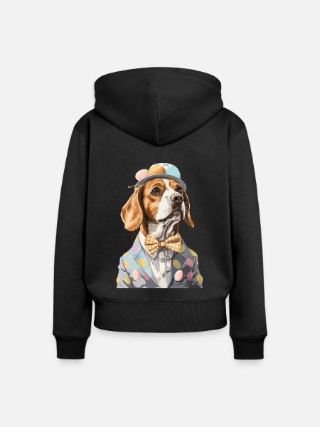Beagle - Frauen Premium Bio Zip Hoodie - Schwarz