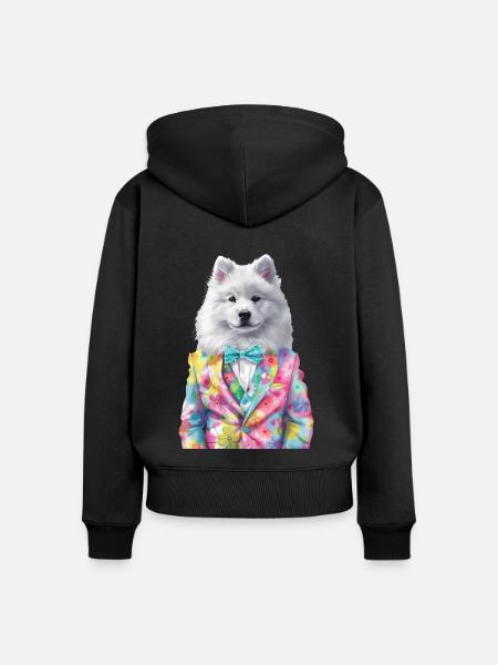 Samojede - Frauen Premium Bio Zip Hoodie - Schwarz