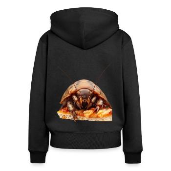Assel - Frauen Premium Bio Zip Hoodie - Schwarz - Hinten - Julia (174cm)