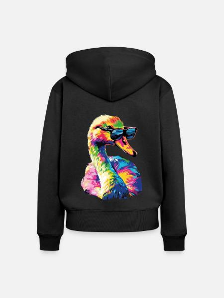 Schwan - Frauen Premium Bio Zip Hoodie - Schwarz