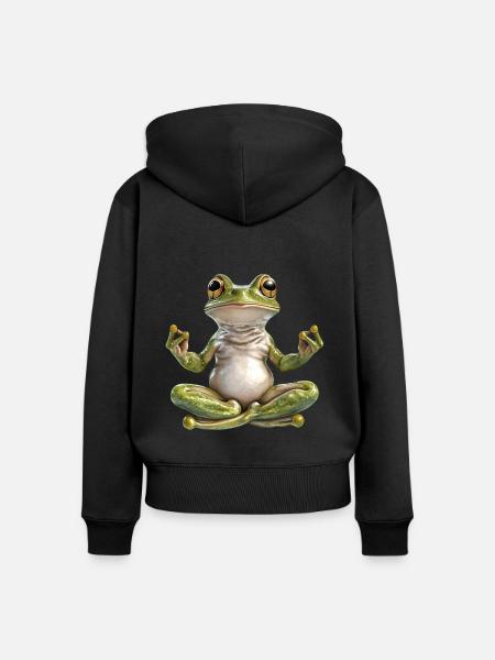 Frosch - Frauen Premium Bio Zip Hoodie - Schwarz
