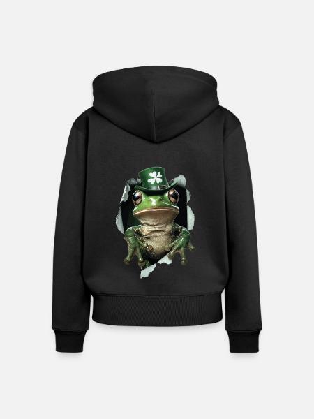 St. Patrick Frosch - Frauen Premium Bio Zip Hoodie - Schwarz