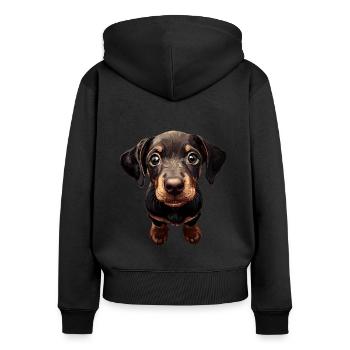 Dobermann - Frauen Premium Bio Zip Hoodie - Schwarz - Hinten - Julia (174cm)
