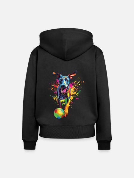 Windhund - Frauen Premium Bio Zip Hoodie - Schwarz