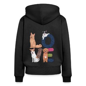 Liebe Hunde - Frauen Premium Bio Zip Hoodie - Schwarz - Hinten - Julia (174cm)