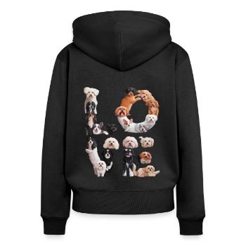 Liebe Hunde - Frauen Premium Bio Zip Hoodie - Schwarz - Hinten - Julia (174cm)