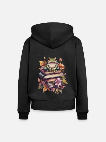 Frosch - Frauen Premium Bio Zip Hoodie - Schwarz