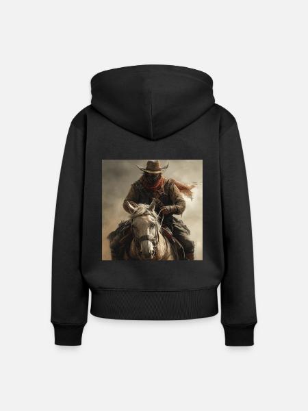 Cowboy - Frauen Premium Bio Zip Hoodie - Schwarz