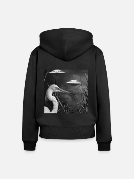Reiher Vogel - Frauen Premium Bio Zip Hoodie - Schwarz