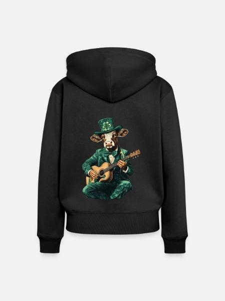 Kuh - Frauen Premium Bio Zip Hoodie - Schwarz