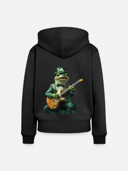 Frosch - Frauen Premium Bio Zip Hoodie - Schwarz