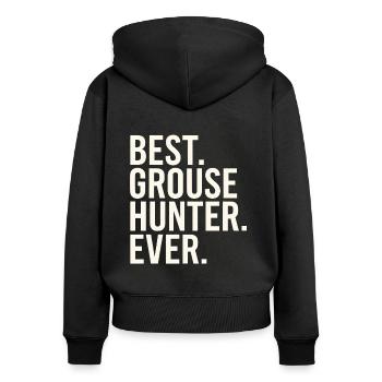 Auerhahn - Frauen Premium Bio Zip Hoodie - Schwarz - Hinten - Julia (174cm)