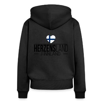 Herzensland Finnland Skandinavien Urlaub Reise - Frauen Premium Bio Zip Hoodie - Schwarz - Hinten - Julia (174cm)