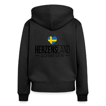 Herzensland Schweden Skandinavien Urlaub Reise - Frauen Premium Bio Zip Hoodie - Schwarz - Hinten - Julia (174cm)